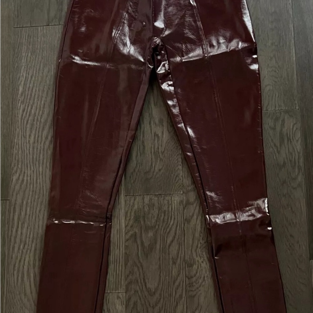 Shiny Burgundy Faux Leather Pants by SPANX